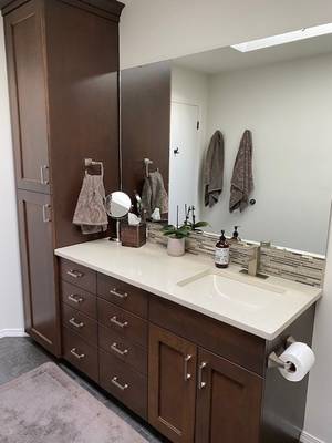 Vanity and Linen storage cabinets