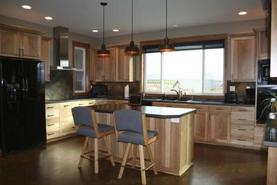 Hickory Kitchen and Island