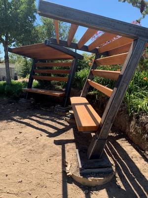 Trellis benches, side view