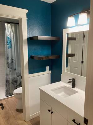 White and Turquoise Bathroom