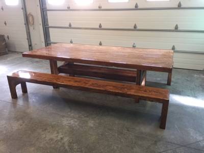 Glulam Dining table with Benches