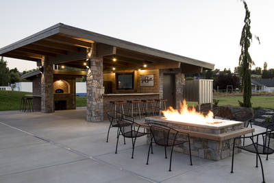 Gazebo with Pizza Oven and Fire table
