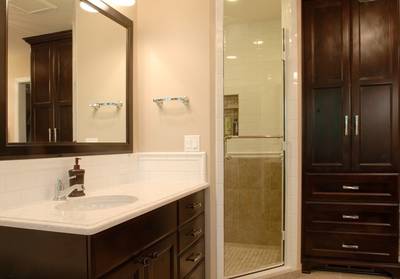 Vanity and Linen storage cabinets