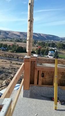 Setting Pine log support & rail