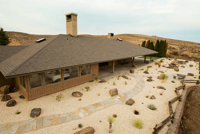 Aerial view of  paver pathways