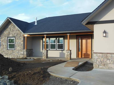 Masonry on house and post base